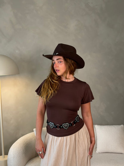 Mila Flutter Sleeve Top - Mocha
