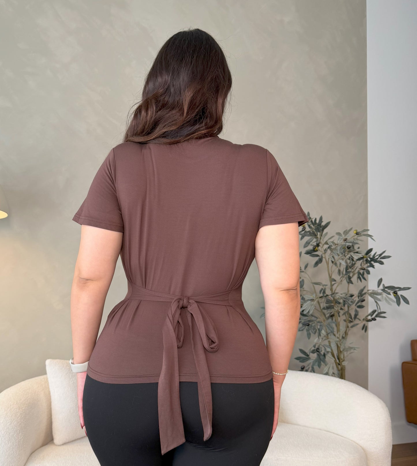 Mila Flutter Sleeve Top - Mocha