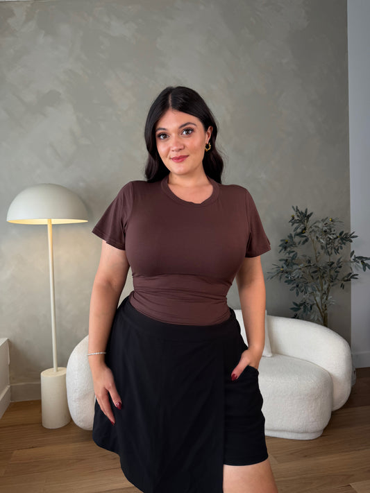 Mila Flutter Sleeve Top - Mocha