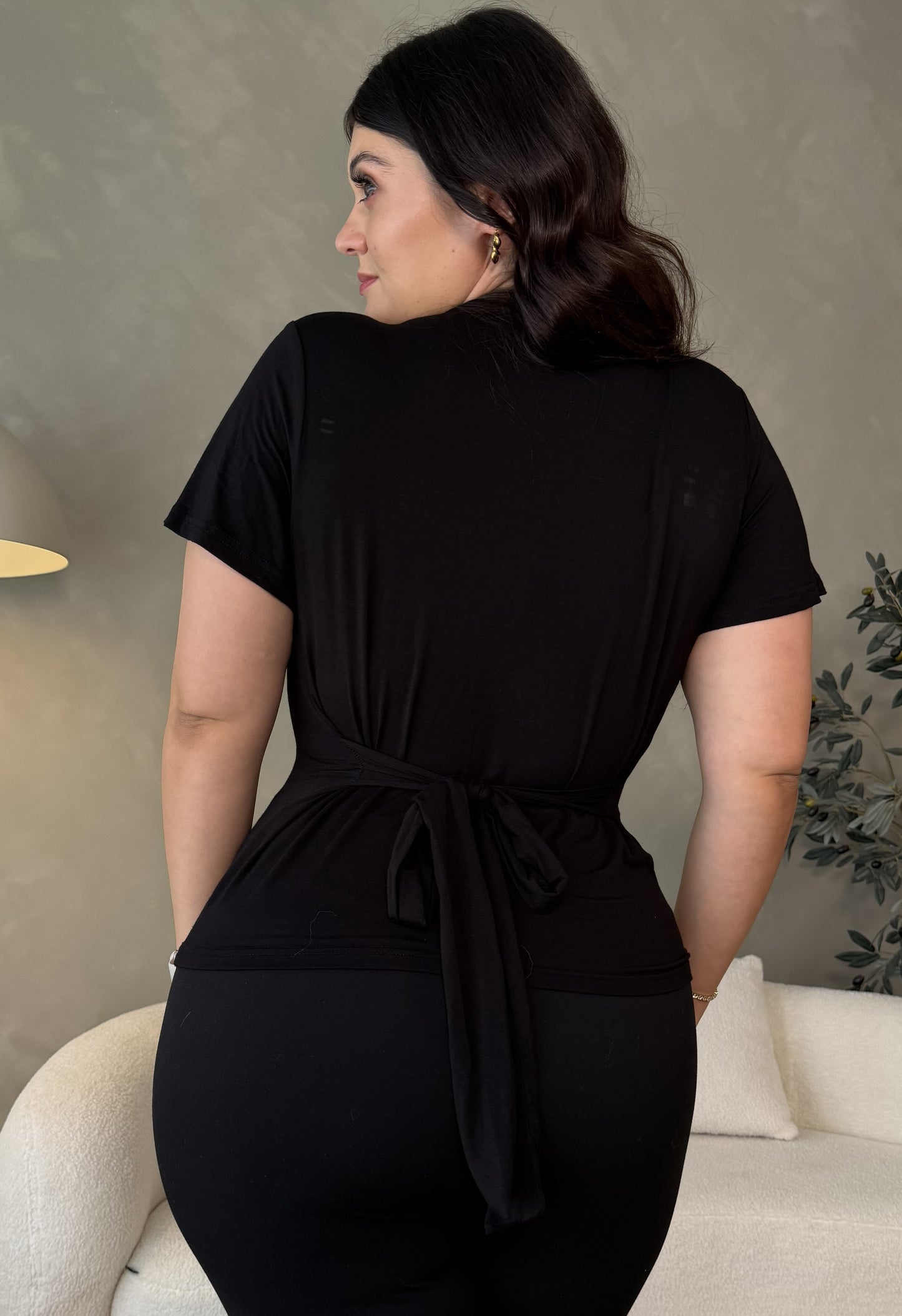 Mila Flutter Sleeve Top - Black