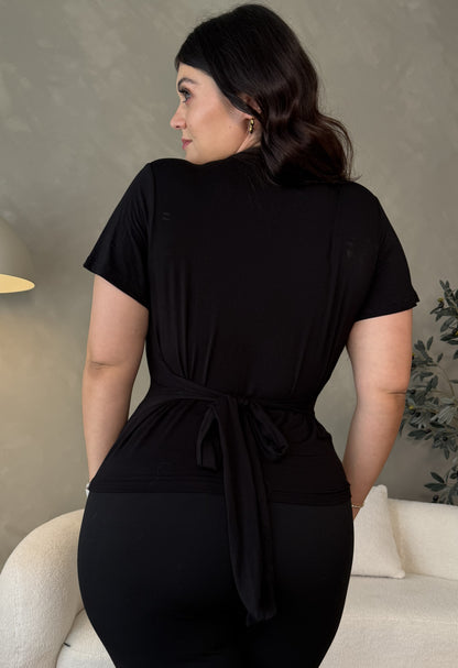 Mila Flutter Sleeve Top - Black